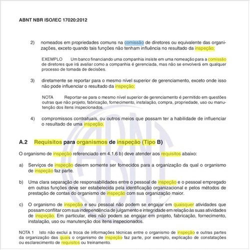Quais são os requisitos para organismos de inspeção (Tipo B)?