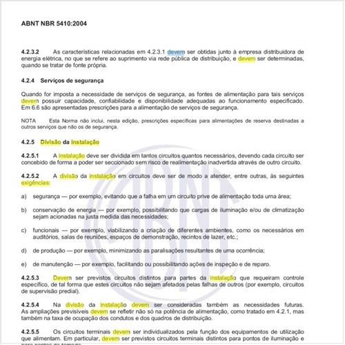 Quais devem ser as exigências a serem atendidas na divisão da instalação em circuitos?