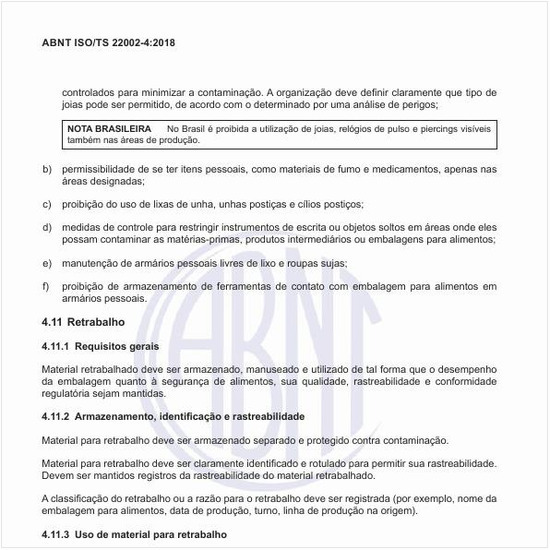 O que deve ser especificado ao uso de material para retrabalho?