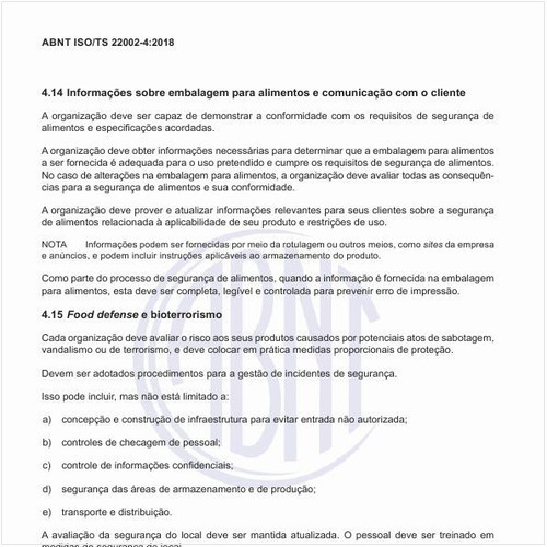 Quais devem ser as informações sobre embalagem para alimentos e comunicação com o cliente?
