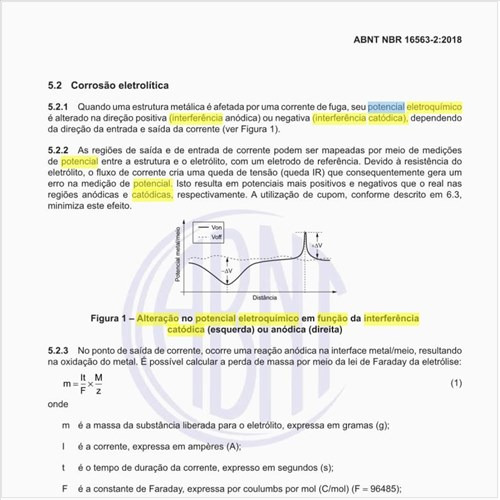 Qual é a alteração no potencial eletroquímico em função da interferência catódica ou anódica?