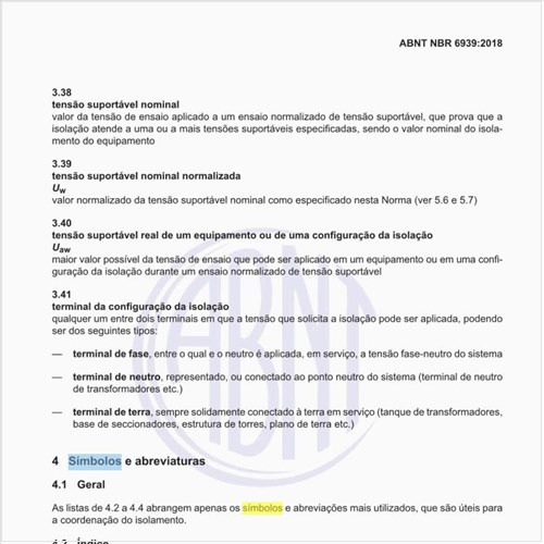 Quais os símbolos usados nessa norma?