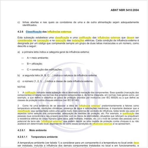 Qual deve ser a classificação e a codificação das influências externas que devem ser consideradas na concepção e na execução das  instalações elétricas?