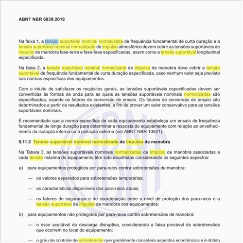Qual a tensão suportável nominal normalizada de impulso atmosférico?