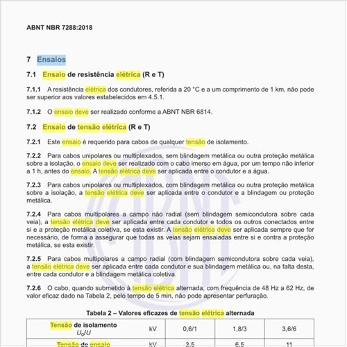 Como deve ser feito o ensaio de tensão elétrica (R e T)?
