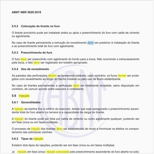 Como deve ser executada a injeção da bainha?