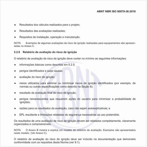 O que deve conter o relatório de avaliação do risco de ignição?