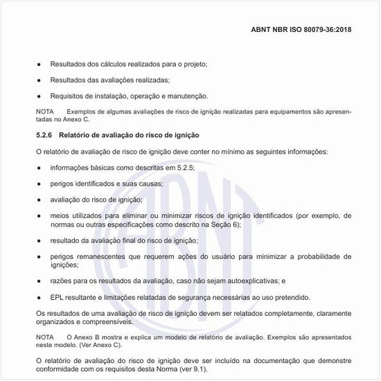 O que deve conter o relatório de avaliação do risco de ignição?