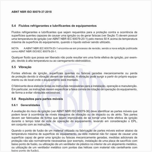 Quais são os requisitos para partes móveis?