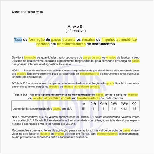Qual a taxa de formação de gases durante os ensaios de impulso atmosférico cortado em transformadores de instrumentos?