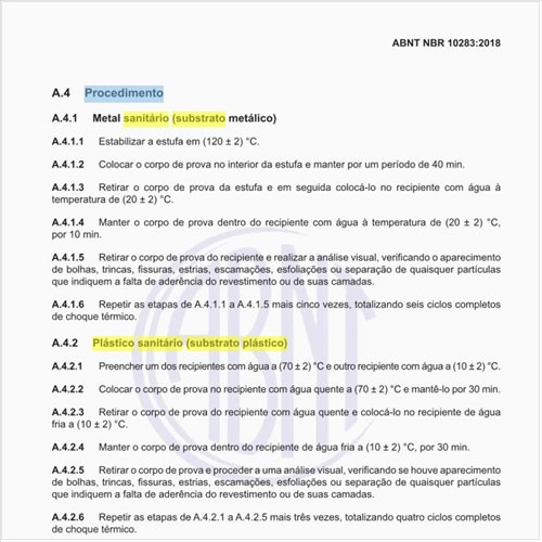 Qual o procedimento para ensaiar o plástico sanitário (substrato plástico)?