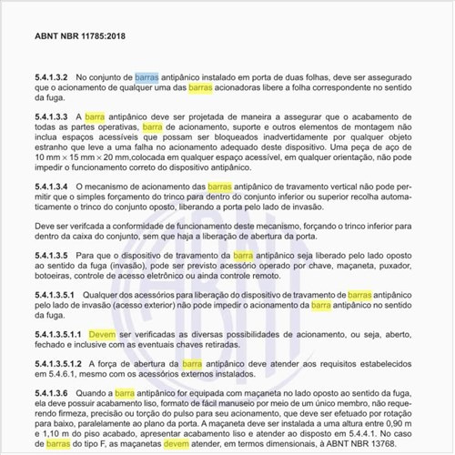 Quais devem ser os materiais constituintes da barra antipânico?