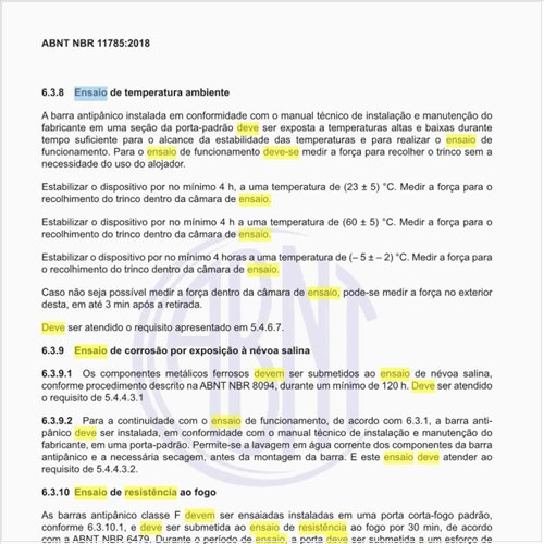 Qual deve ser o ensaio de resistência ao fogo?