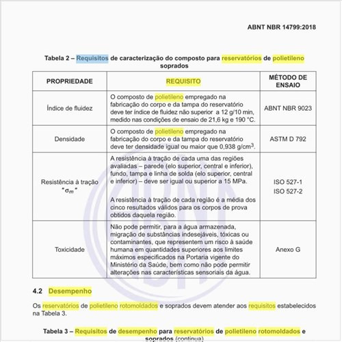 Quais são os requisitos de desempenho para reservatórios de polietileno rotomoldados e soprados?