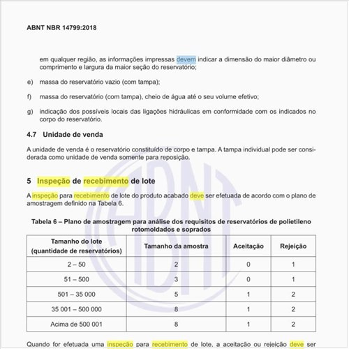 Como deve ser feita a inspeção de recebimento de lote?