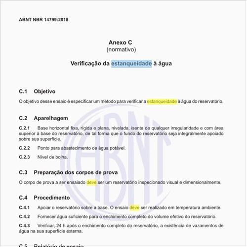 Como deve ser feita a verificação da estanqueidade à água?