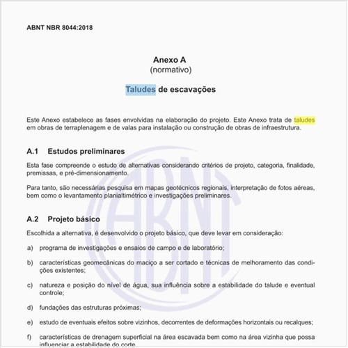 Como devem ser executados os taludes de escavações?