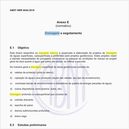 Quais os requisitos básicos para a drenagem e esgotamento?
