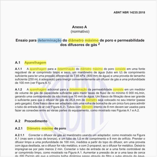 No que consiste a aparelhagem para a determinação do diâmetro máximo do poro?