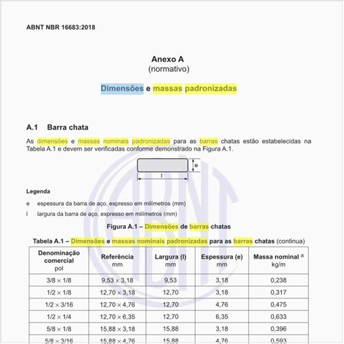 Quais as dimensões e massas nominais padronizadas para as barras chatas?
