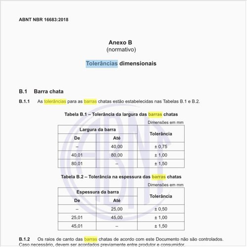 Quais as tolerâncias para as barras chatas?