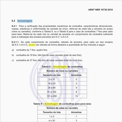 Qual deve ser a amostragem das cordoalhas?