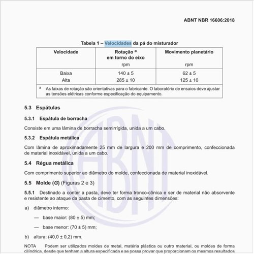 Quais as velocidades da pá do misturador?