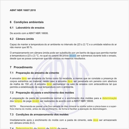 Como deve ser feito a determinação do tempo de início de pega?