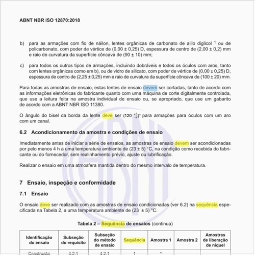 Qual deve ser a sequência de ensaios?