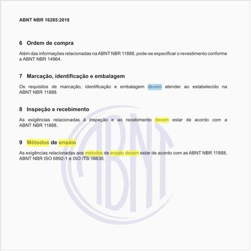 Quais devem ser os métodos de ensaio a serem feitos?