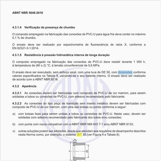 Quais as dimensões do adaptador soldável JET 30?