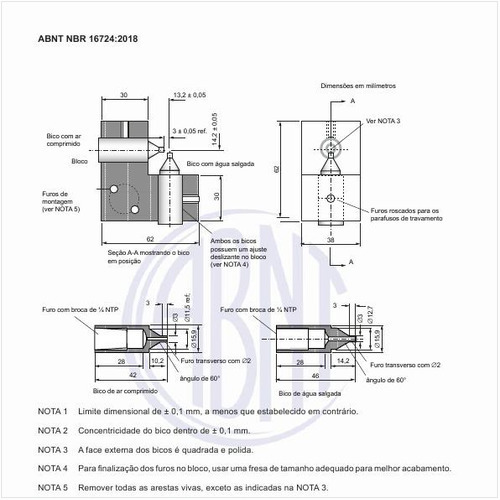 Qual a construção típica do bico pulverizador de névoa?