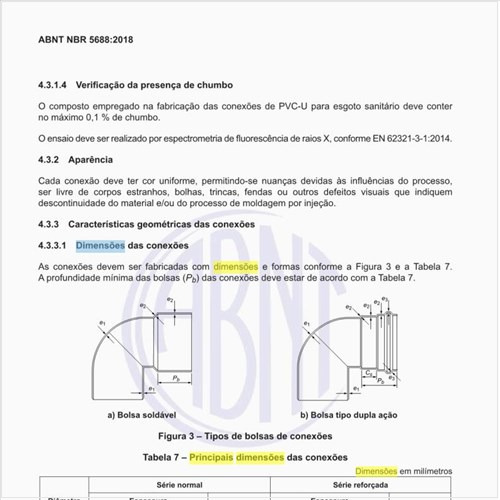 Quais as principais dimensões das conexões?