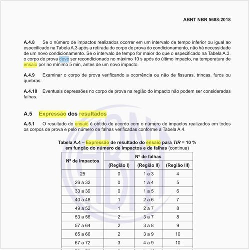 Qual deve ser a expressão dos resultados do ensaio de verificação da resistência ao impacto?