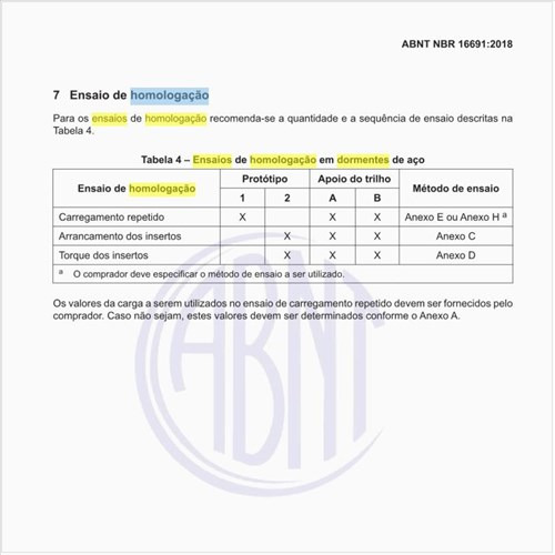 Quais são os ensaios de homologação em dormentes de aço?