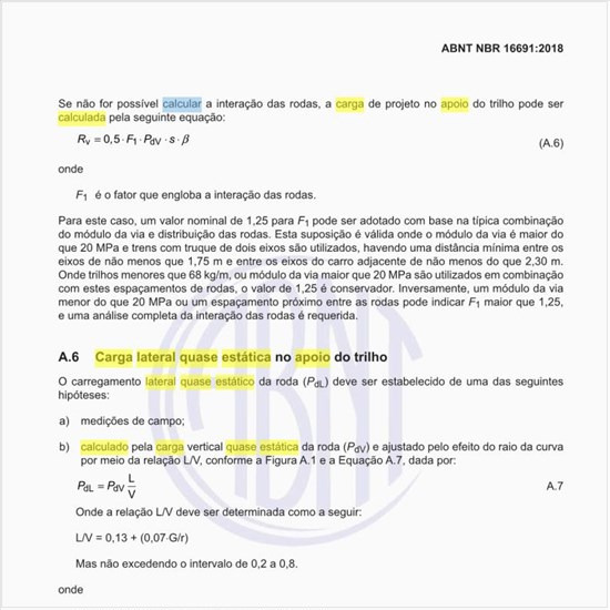 Como se calcula a carga lateral quase estática no apoio do trilho?