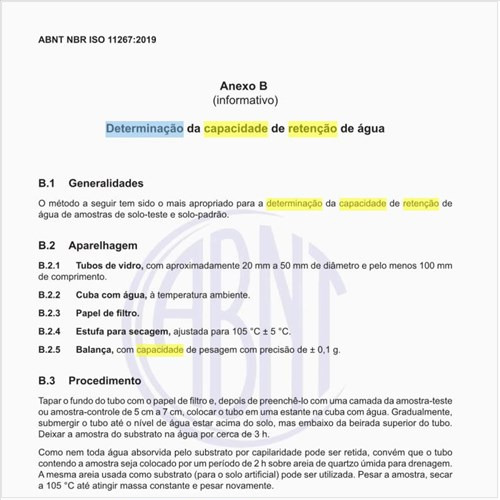 Como deve ser feita a determinação da capacidade de retenção de água?