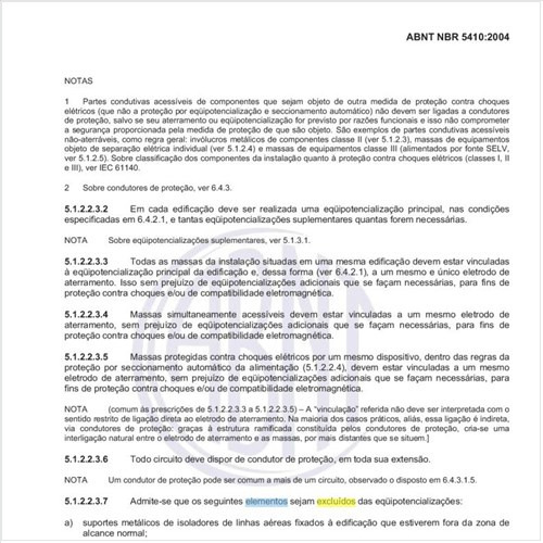 Quais elementos podem ser excluídos das equipotencializações?