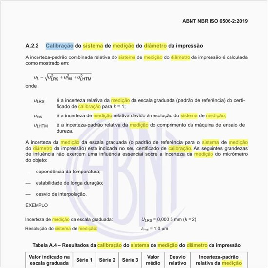 Como deve ser feita a calibração do sistema de medição do diâmetro da impressão?