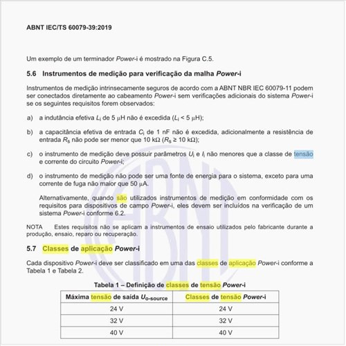 Quais são as classes de aplicação Power-i?