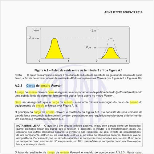 Qual deve ser a carga de ensaio Power-i?