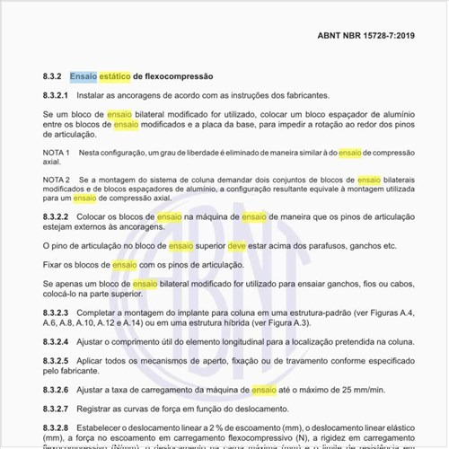 Como deve ser feito o ensaio estático de flexocompressão?