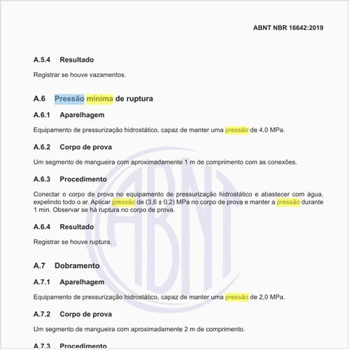 Como deve ser executado o ensaio de pressão mínima de ruptura?