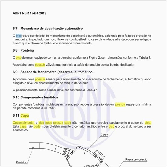 Opcionalmente, será que o bico pode possuir capa não metálica?