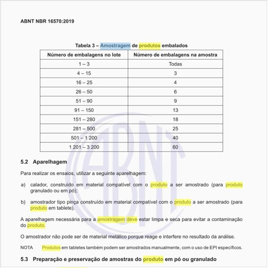 Como deve ser feita a amostragem de produtos embalados?