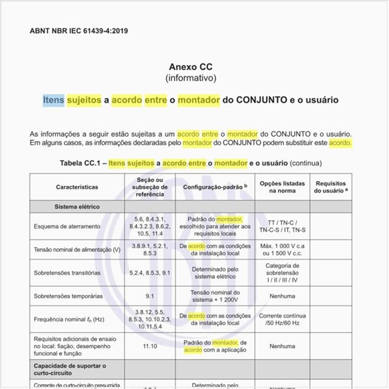Quais os itens sujeitos a acordo entre o montador e o usuário?