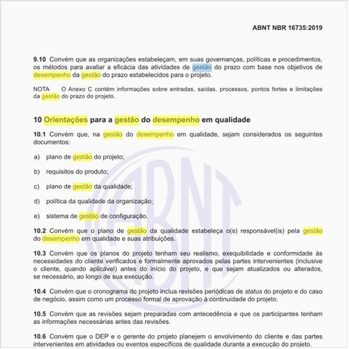 Quais as orientações para a gestão do desempenho em qualidade?