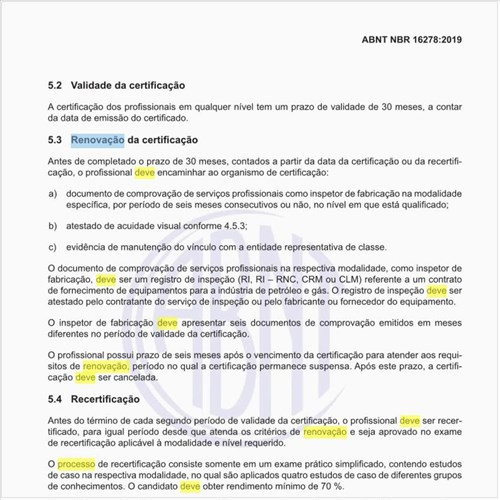 Como deve ser o processo de renovação da certificação?
