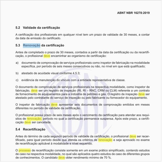 Como deve ser o processo de renovação da certificação?