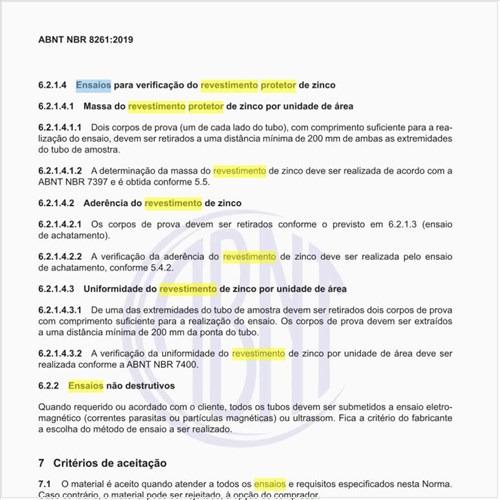 Quais os ensaios para verificação do revestimento protetor de zinco?